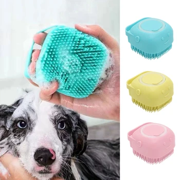 1pc Pet Dog Soft Silicone Bath Brush Cleaning Care Bathing Massage Brush Dog Brush Shampoo Massager Bath Brush Pet Supplies