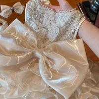 Robe tutu pour petites filles, vêtements pour nouveau-nés, robe de princesse avec gros nœud, pour 1er an, anniversaire, mariage, baptême, fête pour nourrissons 5
