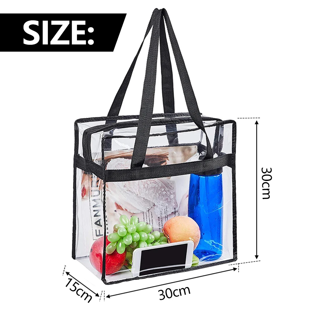 2/4Pcs Large Capacity Clear Tote Bags Multipurpose Clear Lunch Bag with Zipper Flexible Transparent Shoulder Bag for Work School
