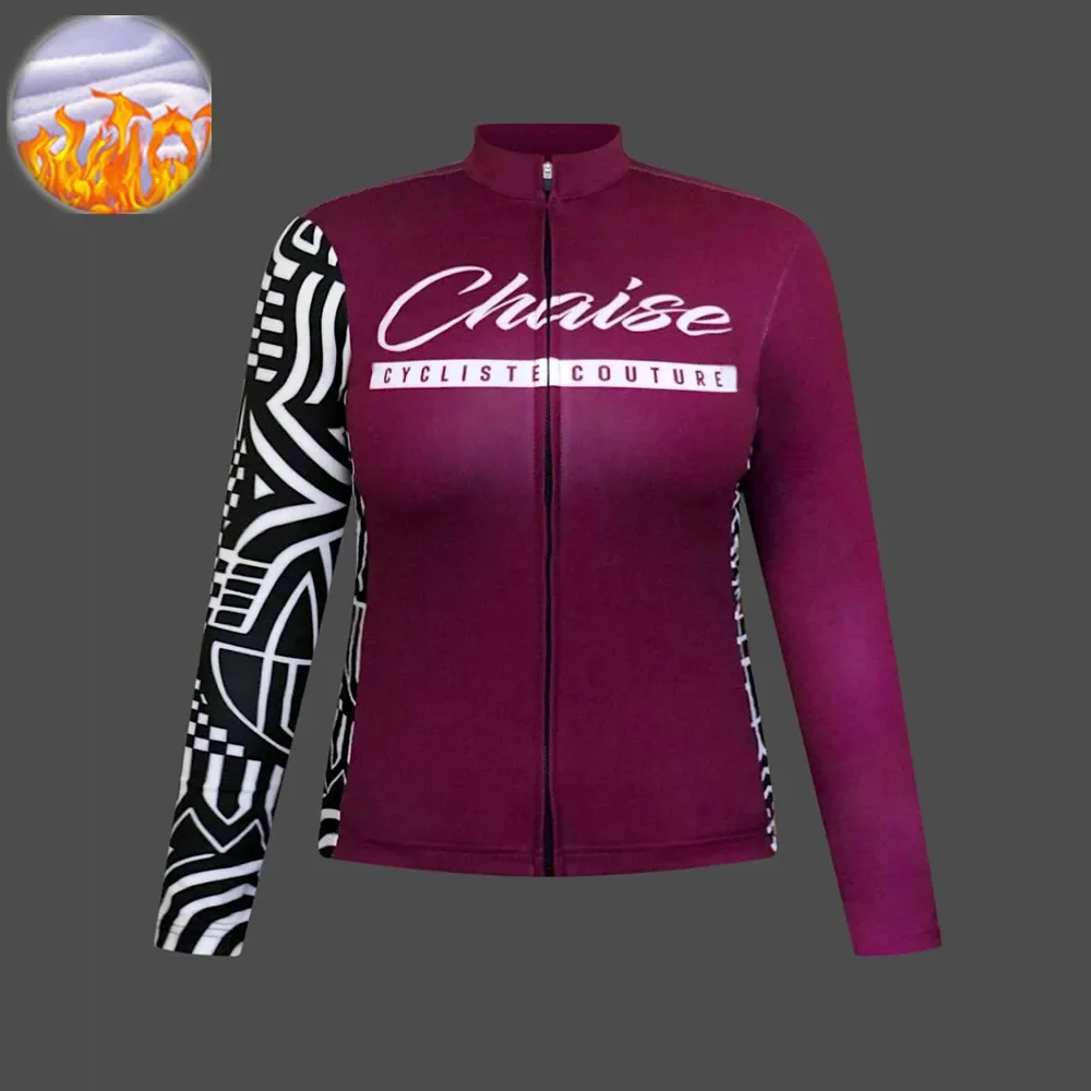 chaise Winter thermal fleece Jersey Cycling Clothes Unisex Long Sleeve Jersey outdoor riding bike clothing warm Fleece jacket