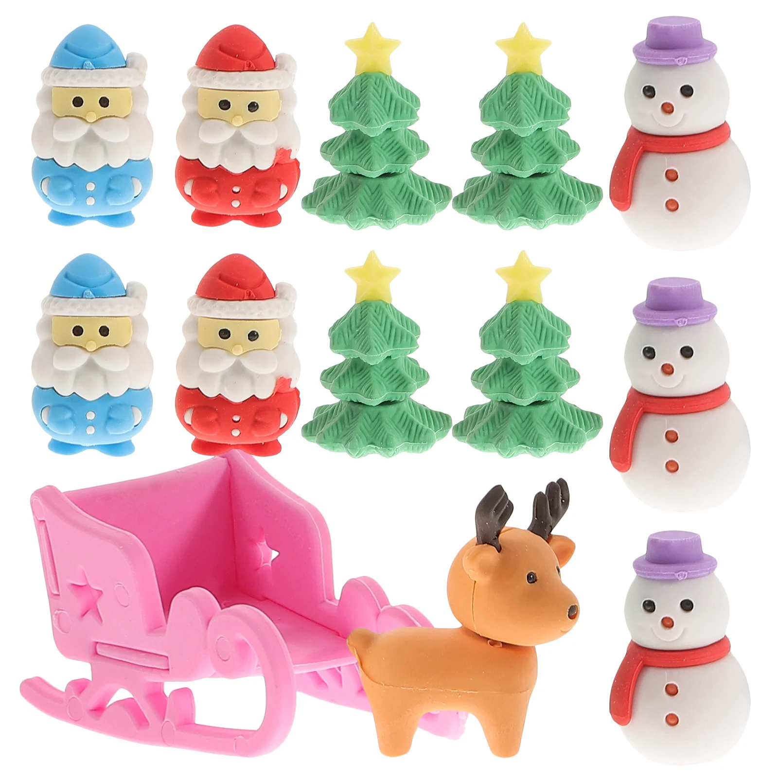 

20Pcs Xmas Santa Snowman Eraser School Cartoon Rubber Eraser Stationery Supply