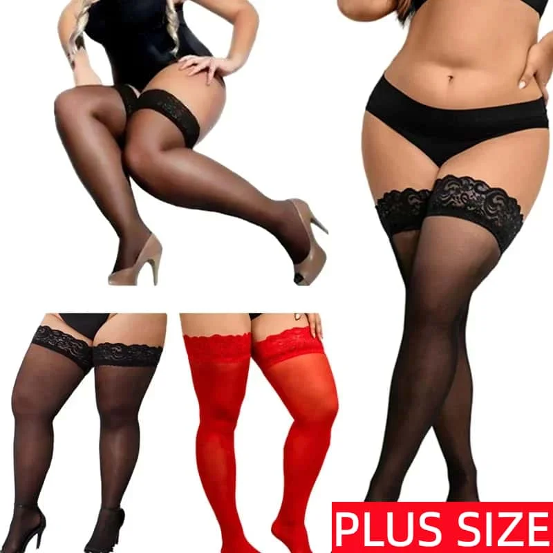 Elastische Plus Große Größe Fishnet Schwarz Spitze Oberschenkel Hohe Knie Rote Strümpfe Weihnachten Lange Socken für Übergroße Frauen Sexy 3XXXL 5XL