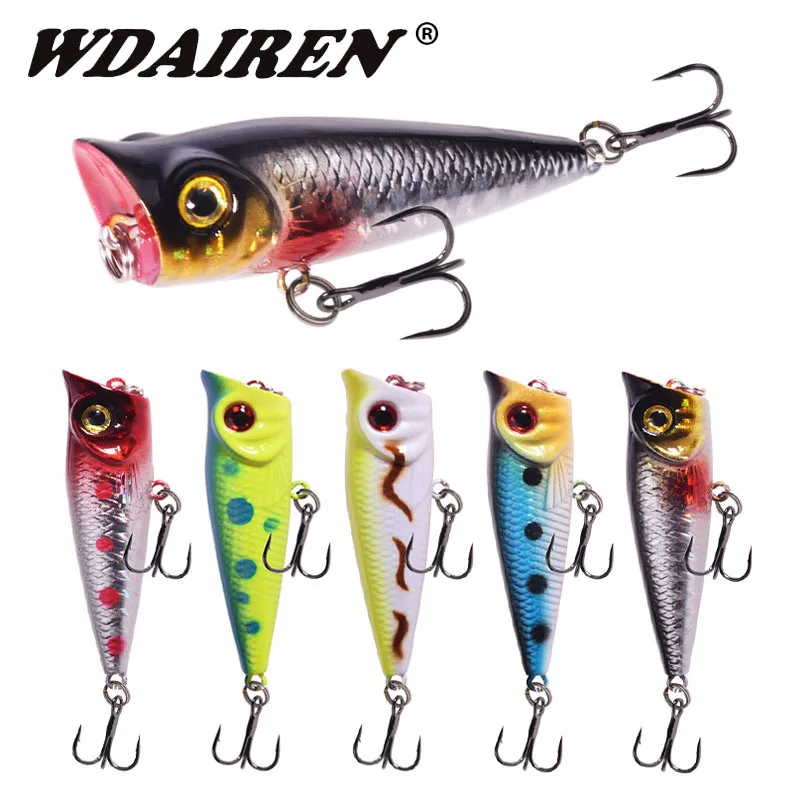 

1 Pc Top water Popper Fishing Lure 5cm 4.8g Floating Mini Wobbler Fake Bait Artificial With Hook​ for Bass Pike Catfish Swimbait