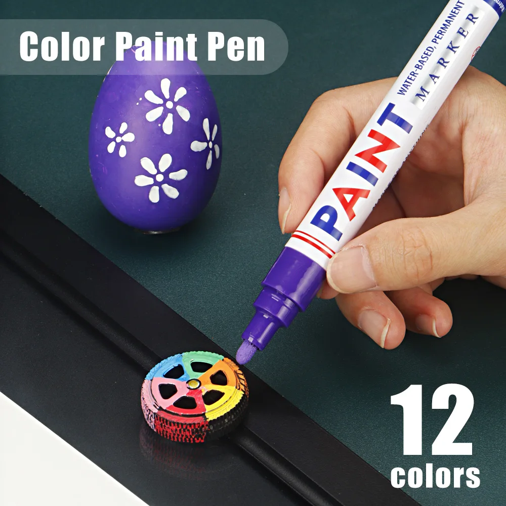Vibrant Waterproof Permanent Paint Marker Pen - 12 Color Set