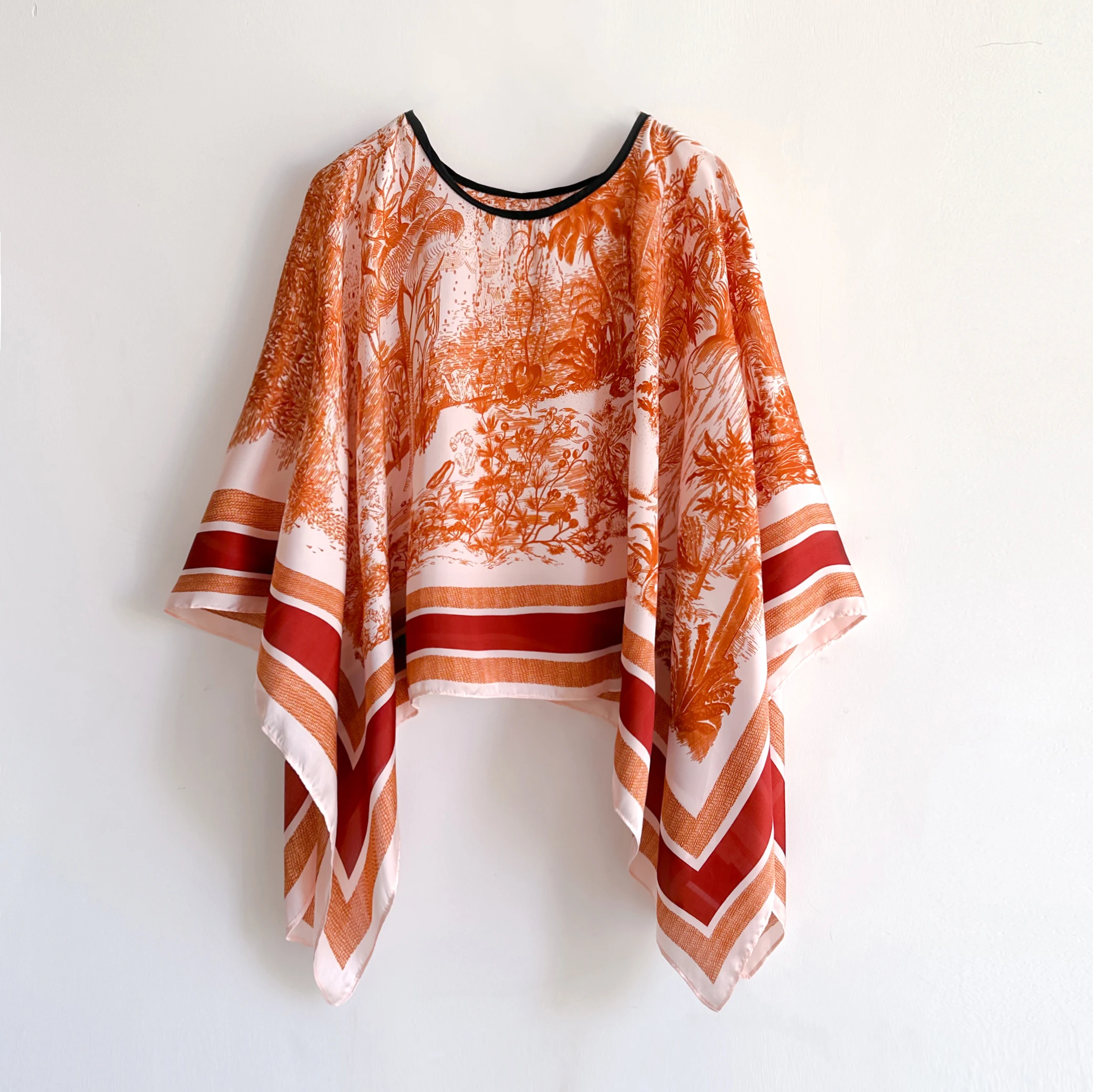 2024 Shawls Summer Beach Sexy Women Fashion Print Chiffon Smock Bikini Cover Up Loose Blouse Sunscreen Comfortable Poncho Hot