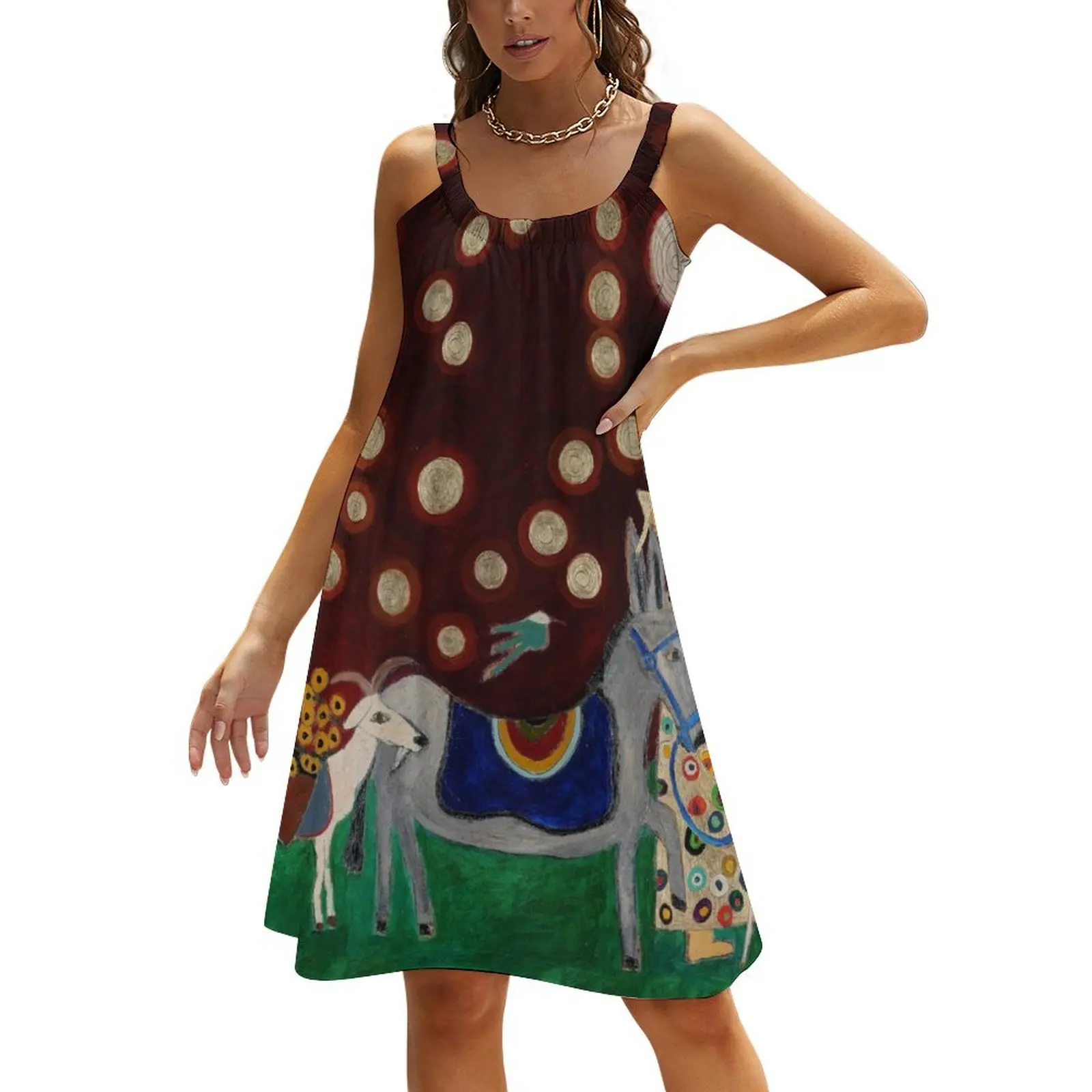 

Monk with Donkey and Goat Beach Sling Skirt dresses with long sleeves Dress women