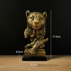 Golden Resin Leopard Head Ornament - Elegant Home and Desktop Decoration (Leopard)