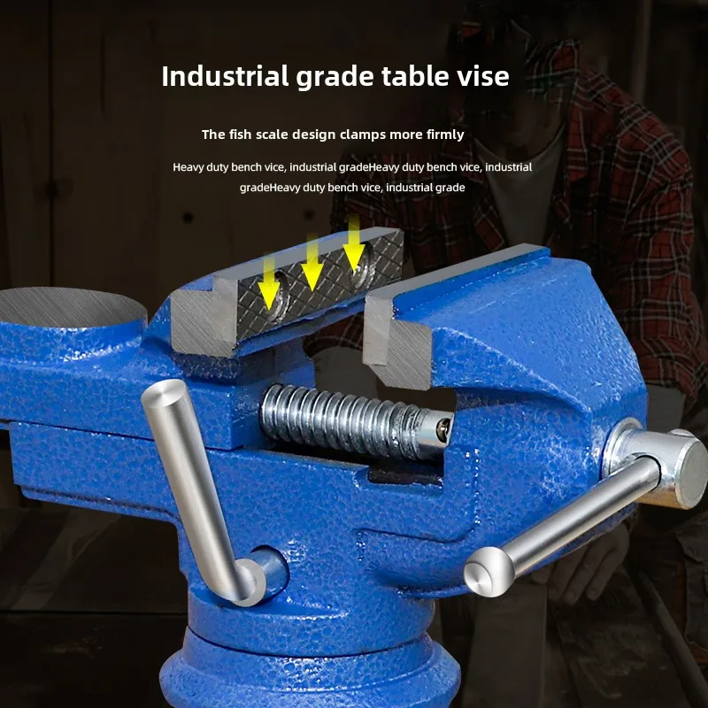 Industrial-Grade Mini Table Vise with Swivel Base for Home and Workbench 2