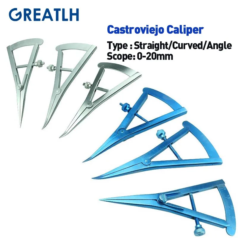 1pcs Straight/Curved/Angle 0mm-20mm Eyelid Calipers Castroviejo Caliper Screw Adjustment Styles Ophthalmic/dental Instrument ophthalmic tool,ophthalmic calipers
