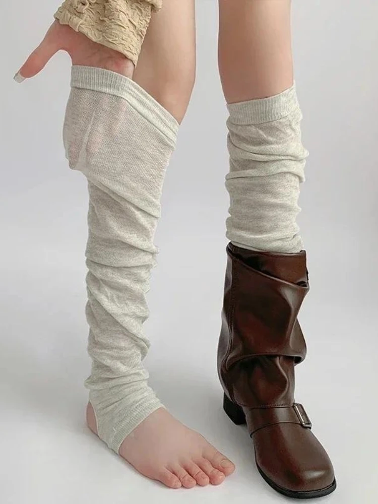 50cm Women Foot Socks Spring Summer Stepping Leg Warmers Ballet Style White Pile-up Socks Calf Sock Casual Long Loose Leg Covers