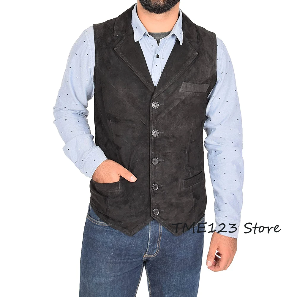 Men's Suit Vest Single-breasted Suede Vests Gentleman Punk Party Coat Sleeveless Jacket chaleco hombre