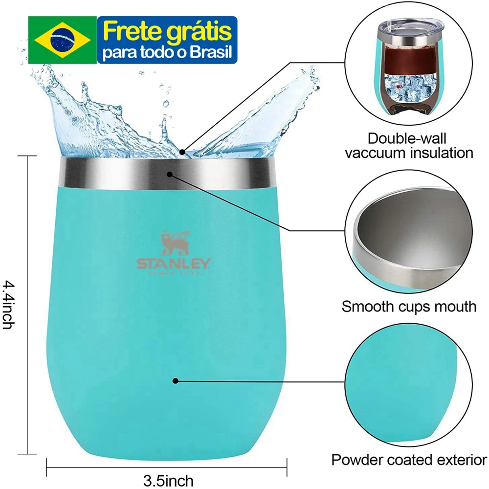 12oz Stanley Stainless Steel Wine Copo Cafe Double Walled Insulated Tumblers With Straw Egg Tumbler Travel Caneca Térmica Tasses