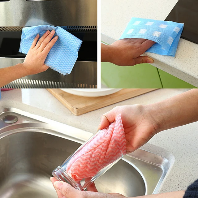 50 Lap/Tekercs Nem Szőtt Szövetmosás Tisztítószekrény Törölközők Konyhai Törülköző Eldobható Csíkos Gyakorlati Rongyok - Image 5