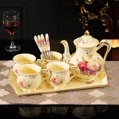 European water set tray English afternoon tea cup saucer household ceramic coffee