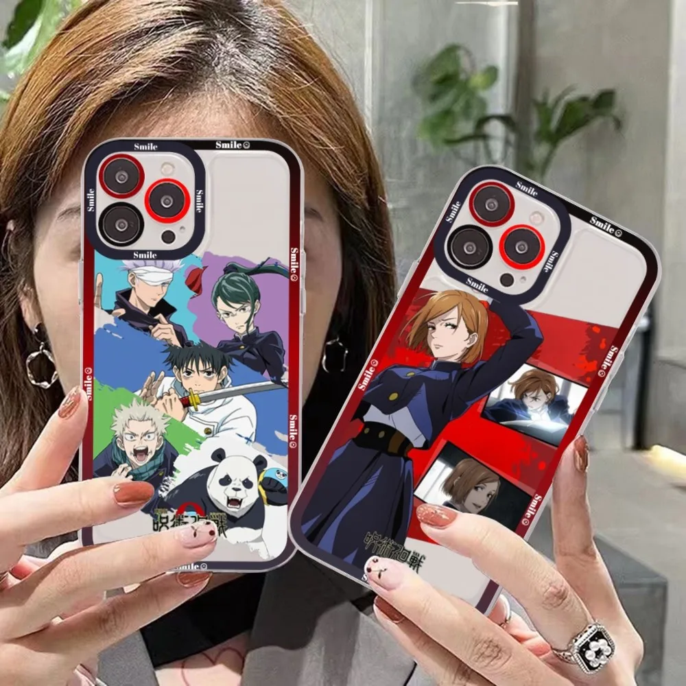 

Cartoon Anime Jujutsu Kaisen Phone Case For iPhone 15 14 13 12 11 Pro Max Mini X Xs XR Transparent Case