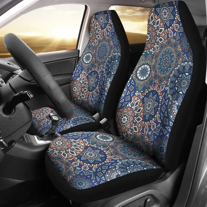 

Blue Mandalas Car Seat Covers Pair 2 Front Seat Covers Car Seat Protector Car Accessories