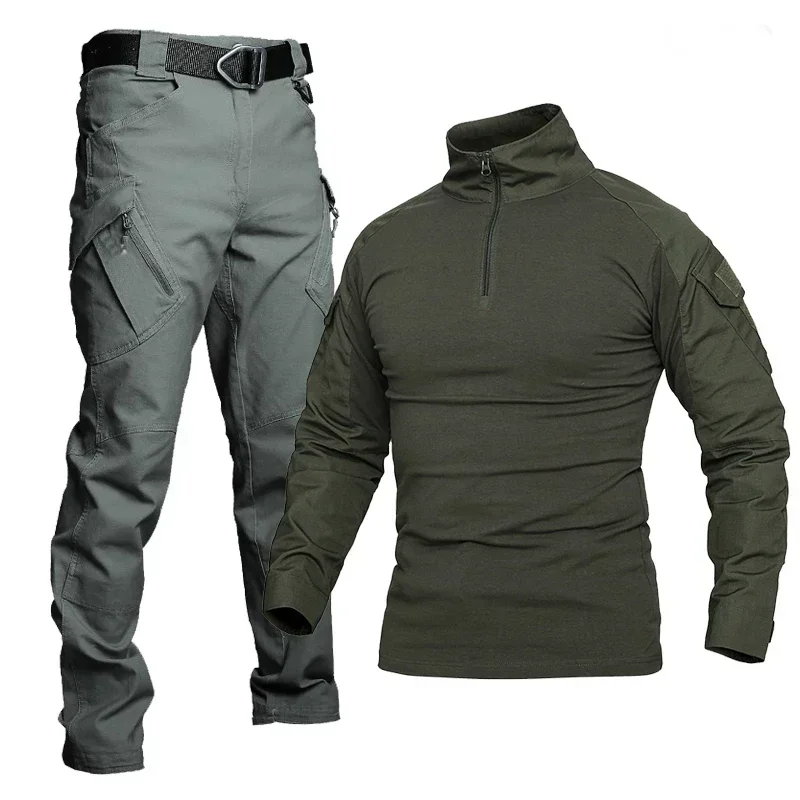 Military Uniforms Set Men Camouflage Breathable Multicam Black Suit Combat Shirt Tactical Cargo Hunting Set tactical shirt tactical suit