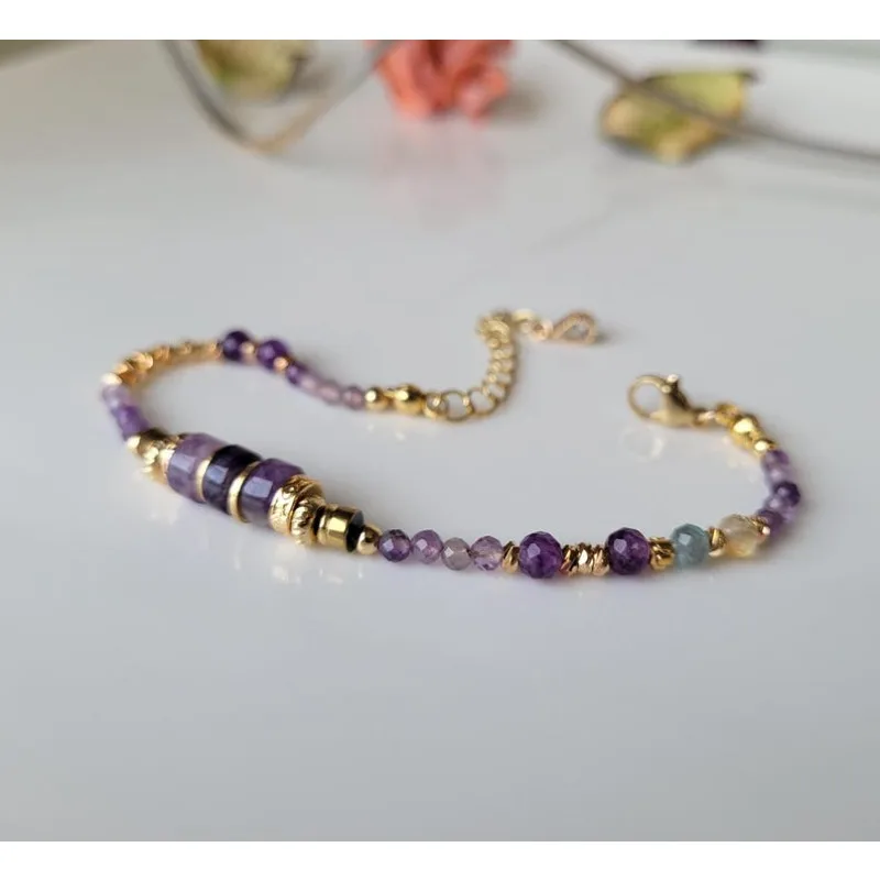 Amethyst Stone Bracelet For Women February Birthstone Jewelry Elegant Handmade Jewelry
