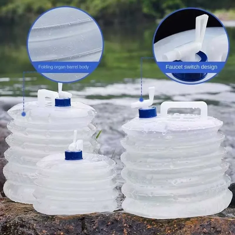 Folding Bucket Water Storage Bag Outdoor folding bucket car kettle car shrink portable water storage tank water bag with faucet household storage bucket