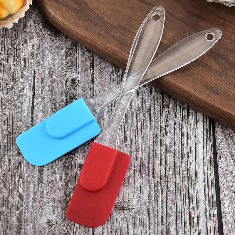 19cm Silicone Scraper Cake Cream Spatula with Transparent Handle Non-Stick Butter Spatula Heat-Resistant Kitchen Baking Tools