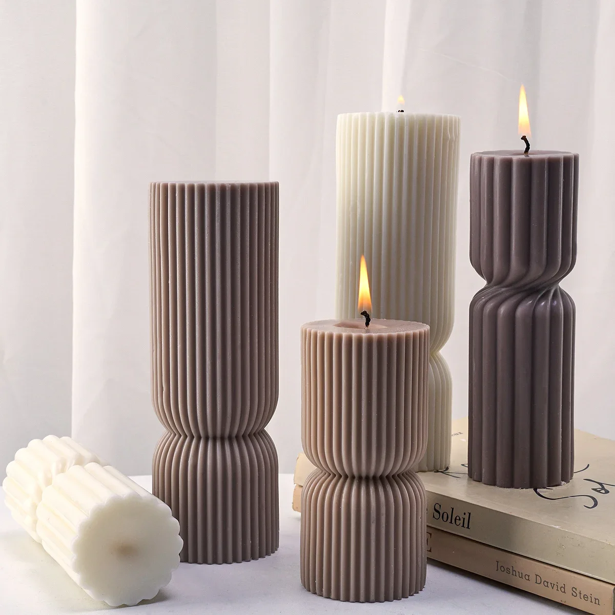 Striped Pillar Scented Candle Silicone Mold DIY Cylinder Plaster Resin Ornaments Mould Church Candle Making Supplies aromatherapy candle mold silicone mold silicone candle molds silicone candle mold cylindrical candle mold candle mold