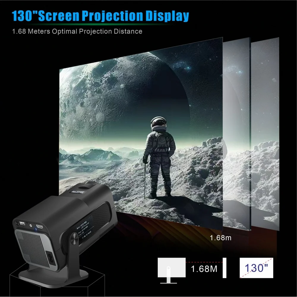 HY320Mini Projector Android11 H713 Wifi6 320ANSI Native 1280*720P BT5.0 Support 1080P 4K HD Home Cinema Outdoor Travel Projector