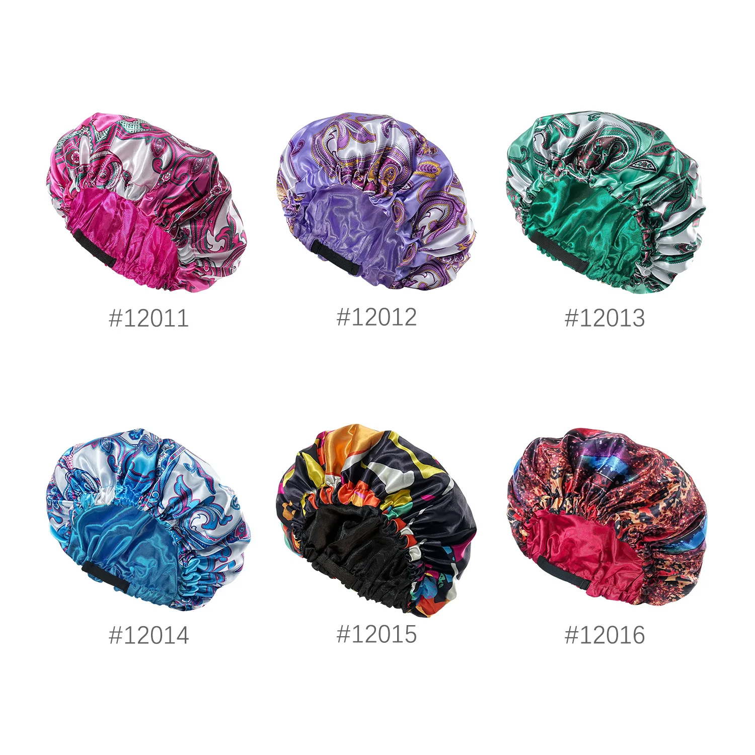 Wholesale Women Large Double Layer Satin Elastic Band Sleep Bonnet Ankara Head Wrap Cap Print Lady Head Cover Turban 3