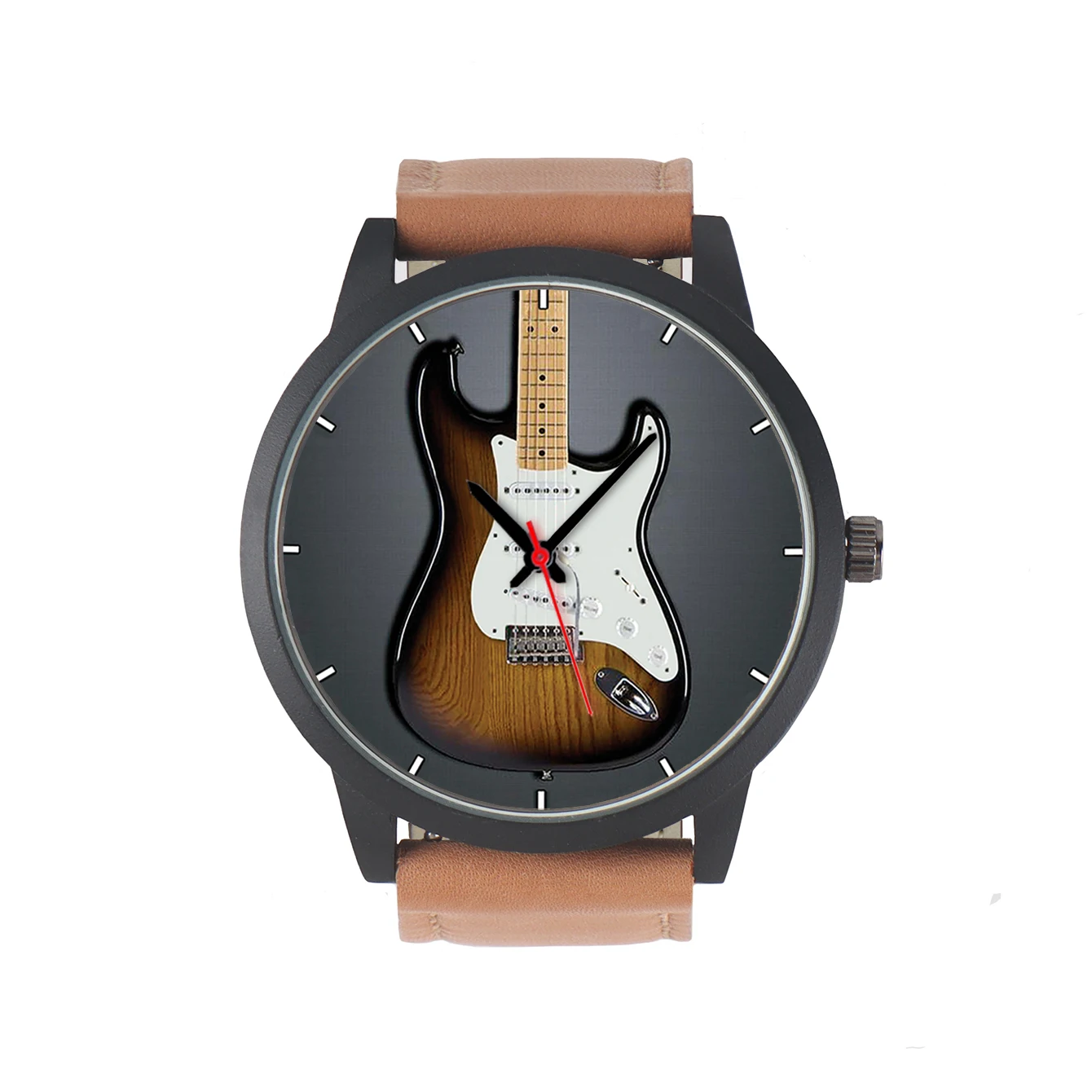 Factory Store Red Electric Guitar Bass Instrument Design Punk Style Souvenir Gifts for Musician Men's  Quartz Wrist Watch