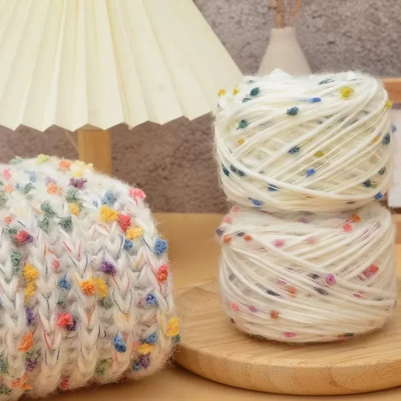 무지개 도트 울 원사 핸드 뜨게 모헤어 크로셰 원사, 두꺼운 니트 실, DIY 스카프 스웨터, 담요 모자 라인, 1PC 50g