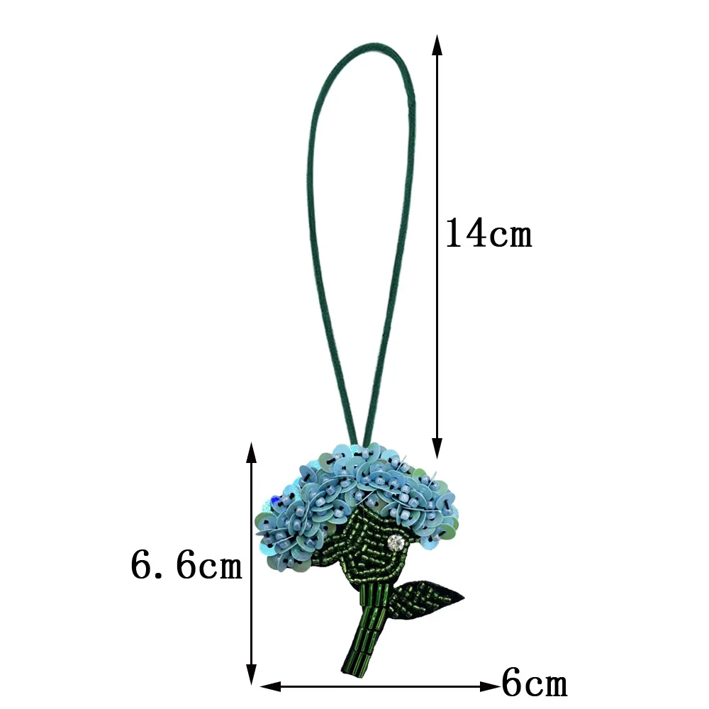 Fashion Sequin Flowers Bouquet Beaded Patch Lanyard Accessories DIY for Bag Clothing Rhinestone Hanging Rope Applique Patches