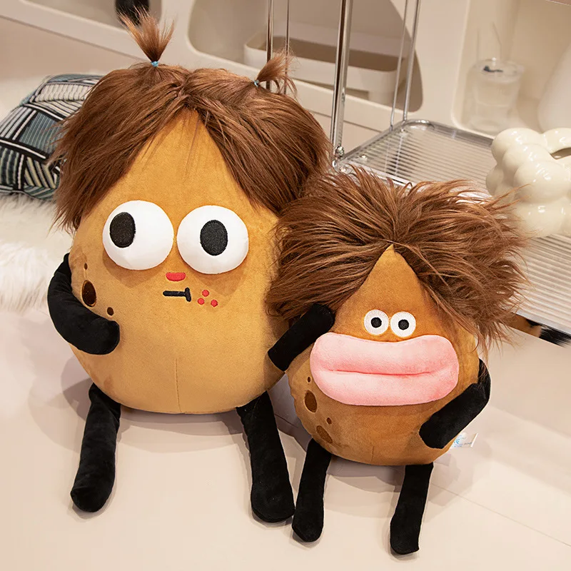 Creative Funny Diy Hairstyle Cute Potato Humanoid Dolls Cartoon Stuffed Soft Kids Plush Toy Sofa Pillow for Girls Kids Xmas Gift cartoon bubble milk tea plush pillow soft tea cup toy for kids eal life stuffed soft back cushion funny boba food