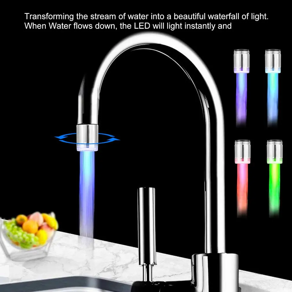 

Hot Newest LED Light Water Faucet Creative Temperature Sensor Tap Glow Lighting Shower Spraying Faucet For Kitchen Bathroom