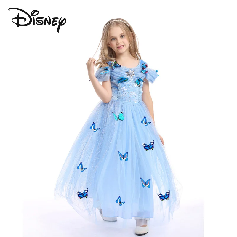 Disney Frozen 2 Cenerentola Princess Dress Up For Girls Cartoon Printed Princess Summer Cosplay Costum Kid Birthday Clothing Gift