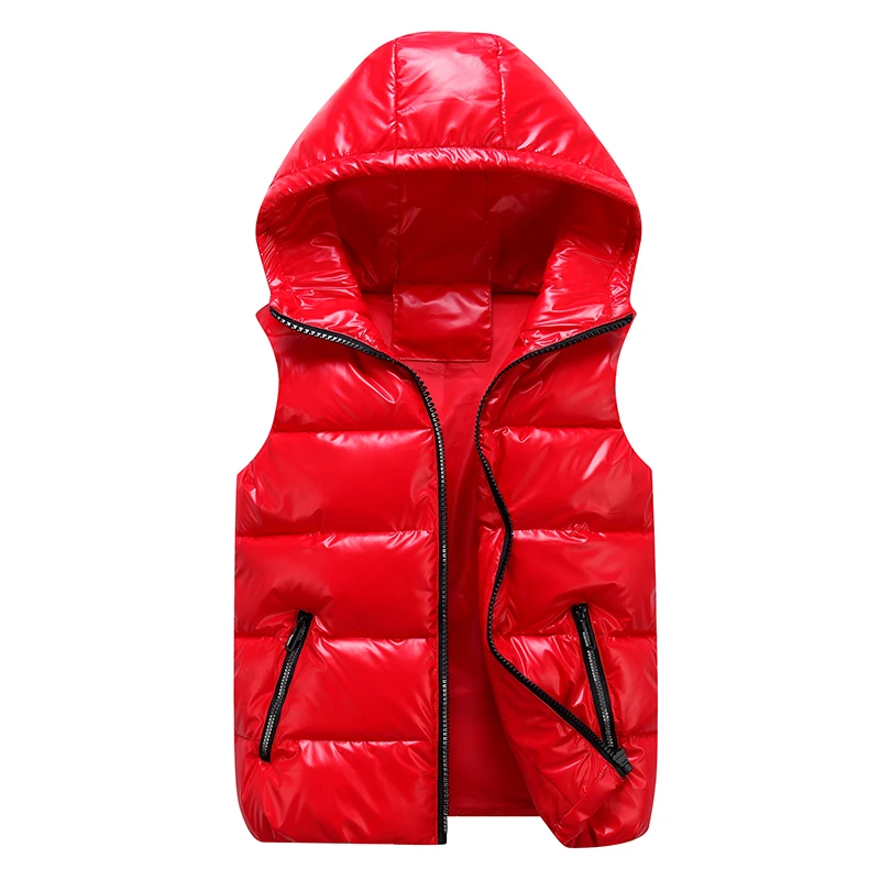 Ladies Winter Hooded New Winter Short Bright Color Vest Cotton Padded Jacket Sleeveless Women Winter Vest