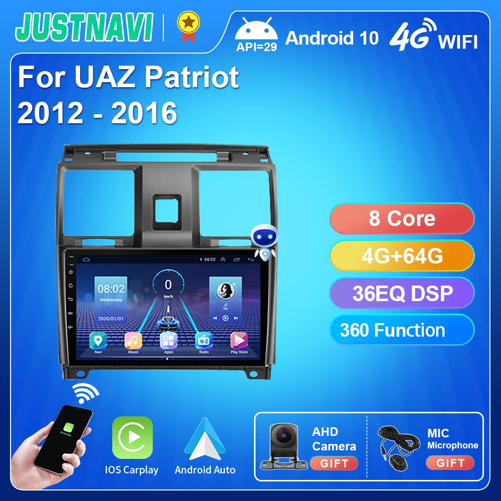

JUSTNAVI 8+128G For UAZ Patriot 2012 2013 2014 2015 2016 Car Radio Navi Multimedia GPS 2Din Autoradio Video Player Carplay Auto