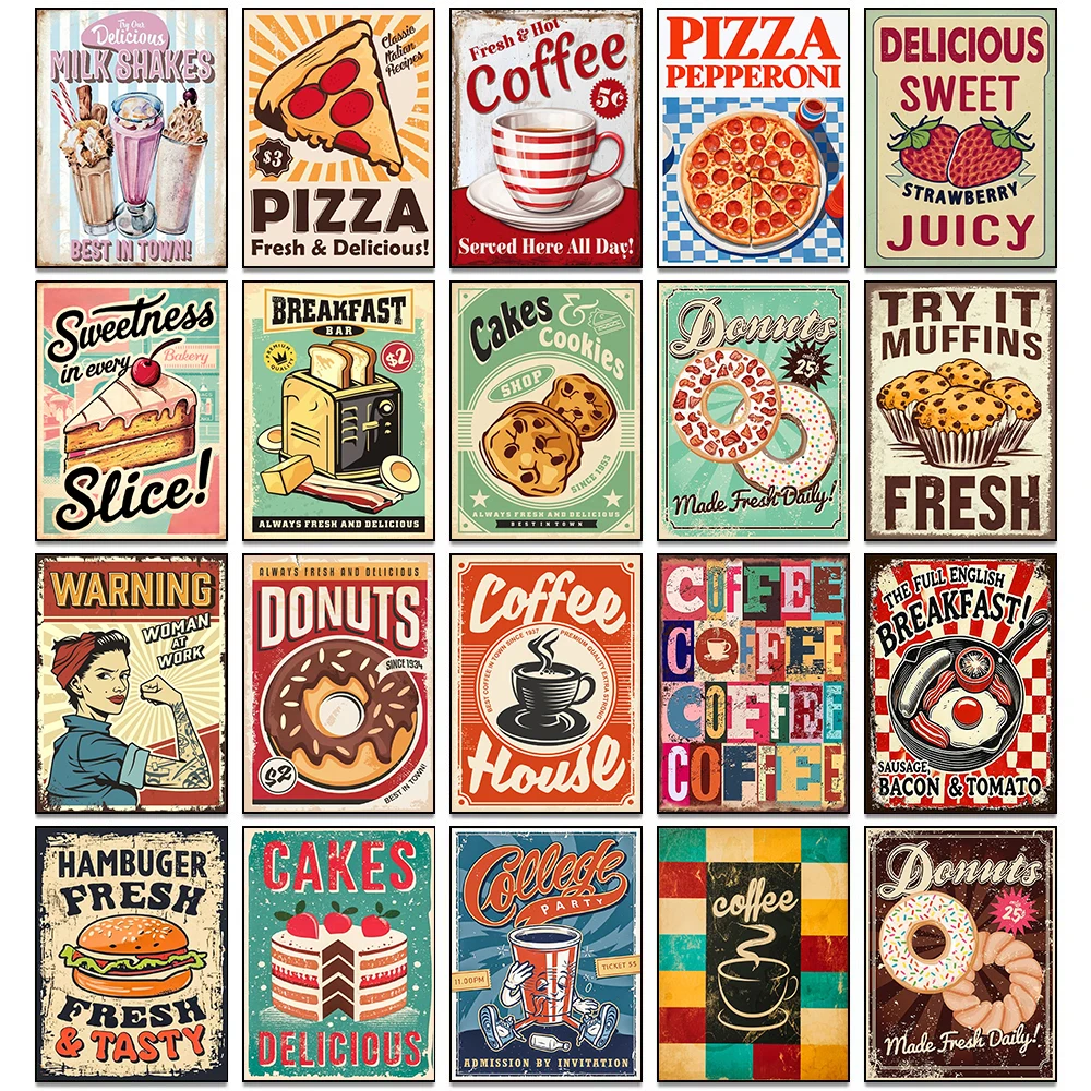 5D DIY Diamond Painting Food Poster Mosaic Embroidery Set Kitchen Restaurant Home Decoration Gift Set diamond painting diamond art painting kit diamond painting set