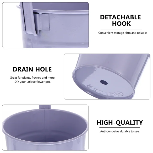 6 Db Függő Fali Növények Virágvödör Zamatos Ültetvényes Fém Edények Kültéri Kerítés Ón - Image 3