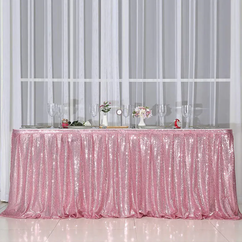 Rectangular Table Skirt Table Cover Glitter Sequin Skirt for Wedding Christmas Birthday Party Accessories Home Decoration table cover table skirt