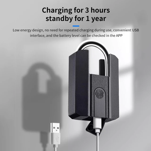 4-in-1 Ways Unlock Smart Padlock TTlock App Waterproof Fingerprint Key 13.56khz RFID Card USB Rechargeable Door Lock Bluetooth 6