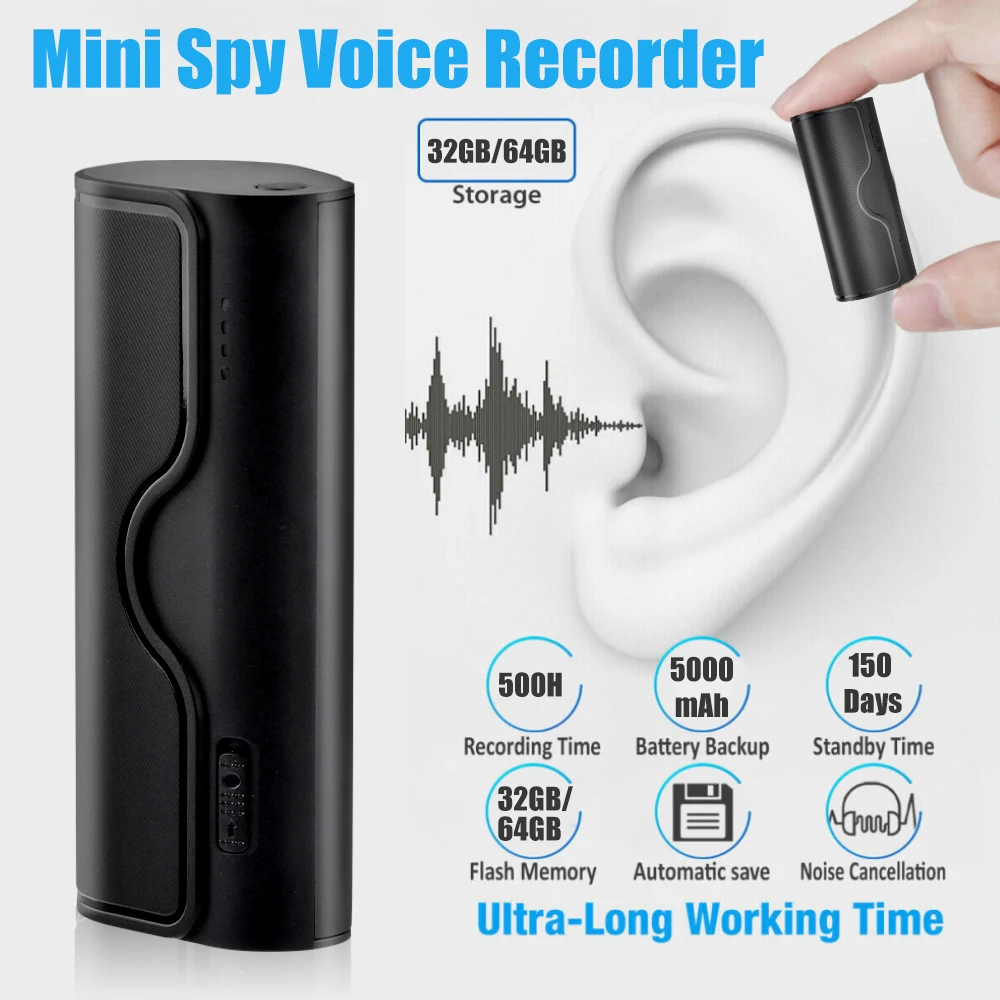 Digital Audio Voice Recorder Micro Flash Voice Activated Mini USB Pen 32GB 64GB MP3 Player Recording for Lectures Sessions