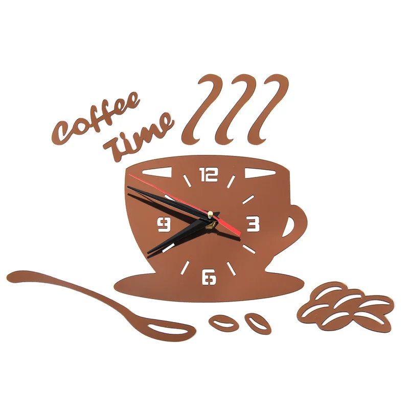 Wall Clock Watch Clocks Creative 3D DIY Coffee Cup Wall Clock Modern Acrylic Mirror Big Cup Wall Clocks Livingroom Home Decor 