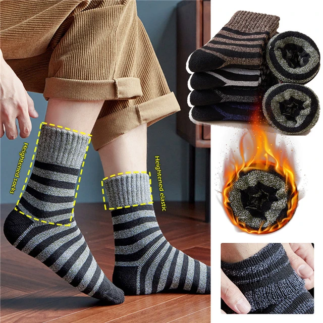 Calcetines térmicos de algodón para hombre, medias gruesas de rizo, ideales  para el trabajo, regalos, 1 par - AliExpress