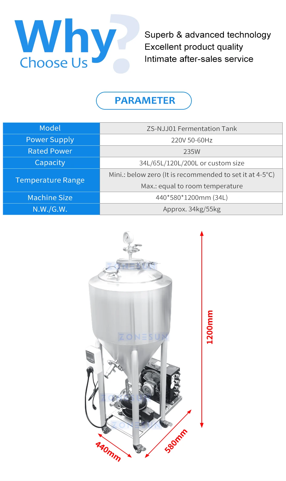 ZONESUN ZS-NJJ01 Automatic Fermentation Tank