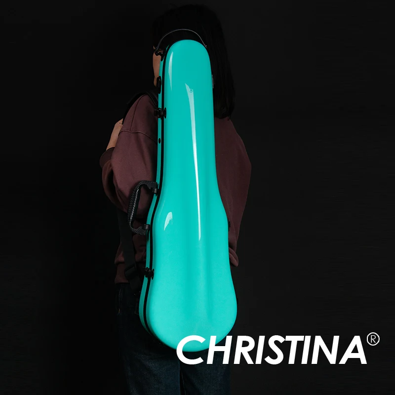 

CHRISTINA Carbon Fiber Violin Case, NEW Style Triangle VB94-15 Tiffany Blue, Waterproof Ultra-light Removable Neck Pad, 4/4 3/4