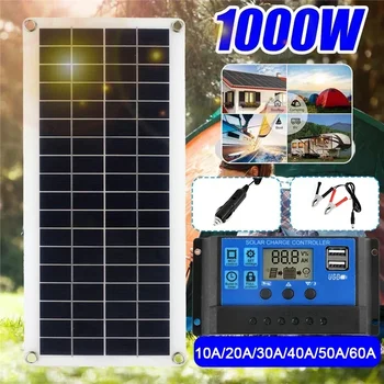 1000W Solar Panel 12V Solar Cell With 60A 100A Controller Solar Charge for Phone RV Car MP3 PAD Charger Outdoor Battery Supply 1