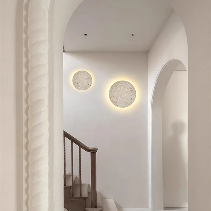Wabi sabi wall light minimalist interior wall light Design Natural Stone light Dining Room wall lamp beige bedroom Bedside lamp 5