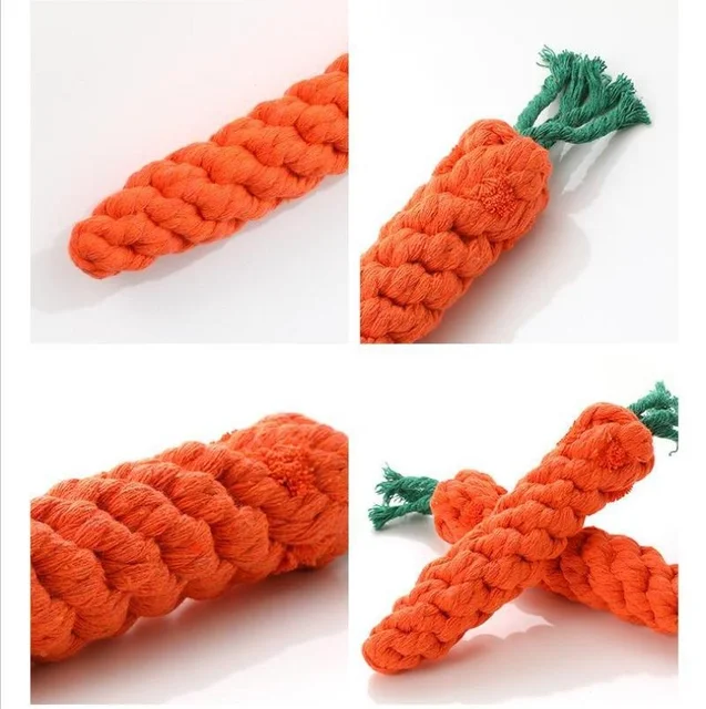 1pc Pet Knot Toy for Dog and Cat Carrot Shape Dog Chew Toys Cotton Rope Toys for Indoor Dogs Cat Toys Dog Accessories 3