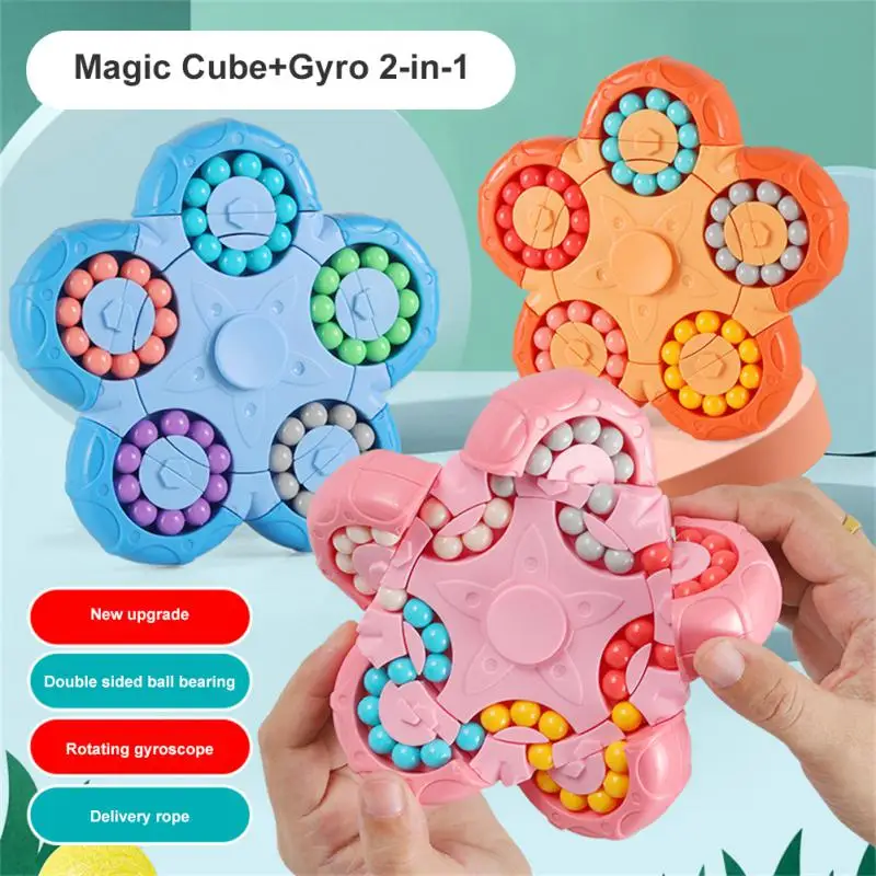 

New Ten-sided Rotation Finger Beans Spin Bead Puzzles Game Gyro Antistress Learning Educational Disk For Children