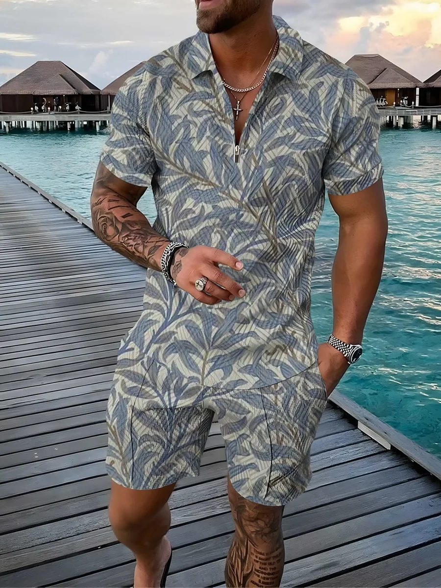 

Spring/Summer Beach Trend Shirts Sports Men's POLO Shirts Floral 3D Printing Fashion Trend Light Luxury Explosive Slim Fit Suit