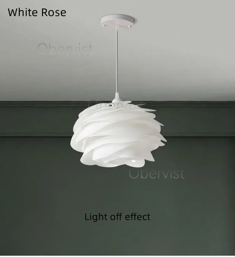 Danish Designer White Rose Pendant Lighting for Kitchen Island Bedroom Romantic Restaurant Acrylic Petal Chandelier Decor Lamps